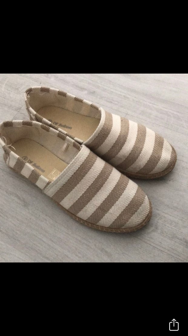Bej Çizgili Kadın Espadril babet ayakkabı - Görsel 3