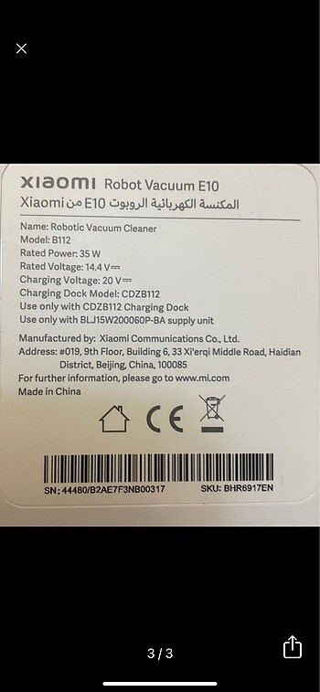 Beden Xiaomi E10 Robot Süpürge