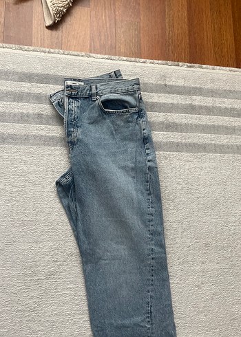 46 Beden MNG Düğmeli Gri Baskılı Kadın Kot Pantolon