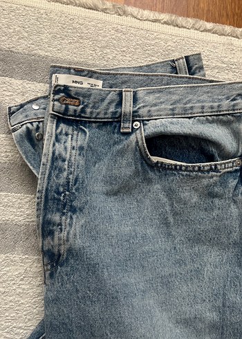 Mango MNG Düğmeli Gri Baskılı Kadın Kot Pantolon