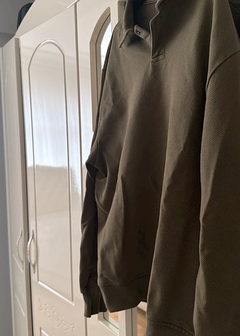 Erkek Kahverengi Keten Uzun Kollu Polo Tişört - Görsel 3