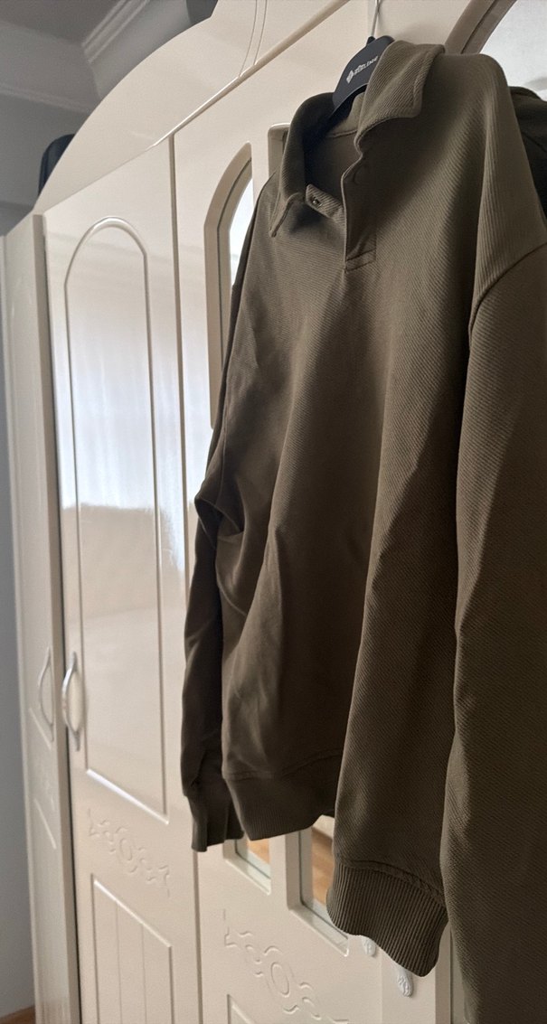 Erkek Kahverengi Keten Uzun Kollu Polo Tişört - Görsel 3