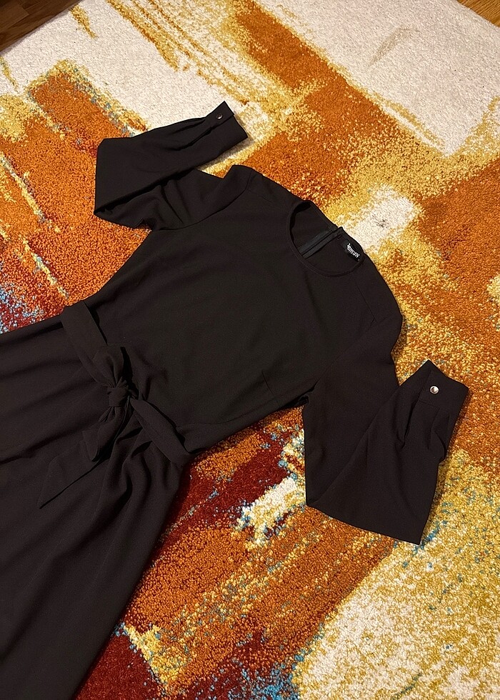 Siyah uzun elbise - Görsel 2