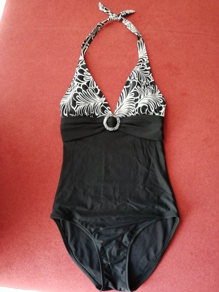 SIFIR Siyah beyaz Kadın Mayo halka detaylı - Görsel 2