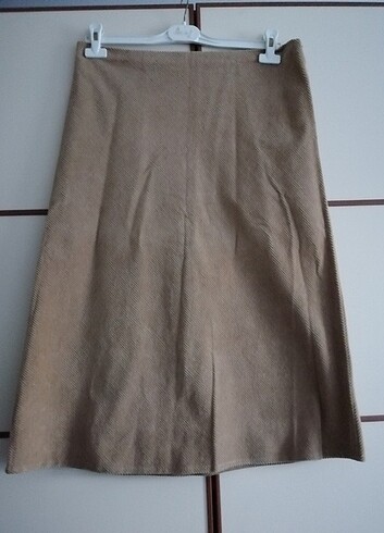 xl Beden camel Renk MİDİ Bal rengi VİNTAGE kadife etek