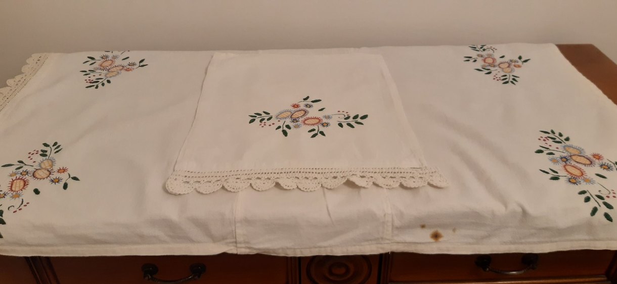 Nakışlı Beyaz Ortü - Görsel 3