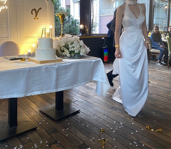 özel dikim 36-38 beden uyumlu nişan nikah elbisesi - Görsel 5