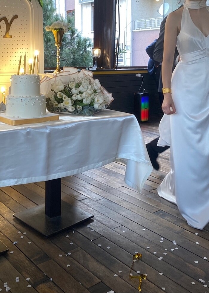 özel dikim 36-38 beden uyumlu nişan nikah elbisesi - Görsel 5