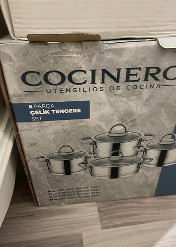 8 Parça Gri Çelik Tencere Seti - Görsel 2