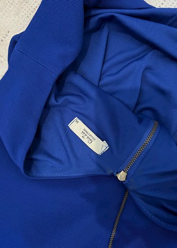 V Yaka Parlak Mavi Kadın Triko Elbise - Görsel 3