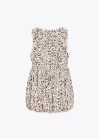 Zara Dantel Detaylı Krem Kısa Triko Elbise Zara
