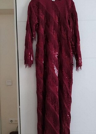 Bordo Püsküllü Elbise