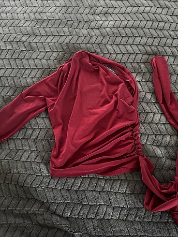 bordo tek kollu bluz