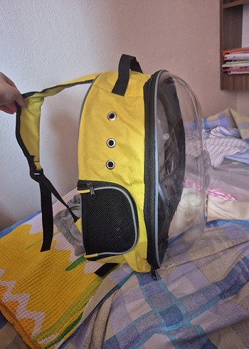 Sarı Renkli Şeffaf Kedi Taşıma Sırt Çantası