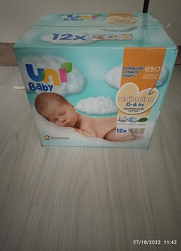 Uni baby yenidoğan ıslak mendil 12 paket hiç açılmadı 