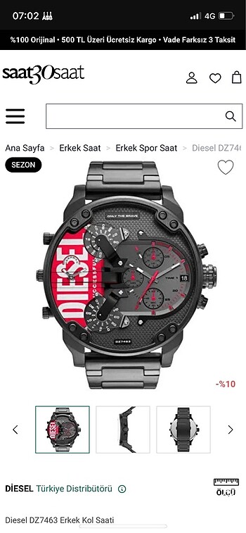 Diesel erkek kol saati orjinal
