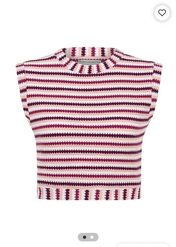 Bordo Çizgili Örgü Midi Etek ve bluz takım - Görsel 3