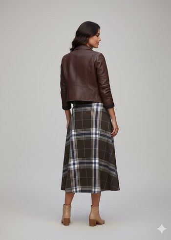 Kahverengi Ekose kaşmir etek - Görsel 3
