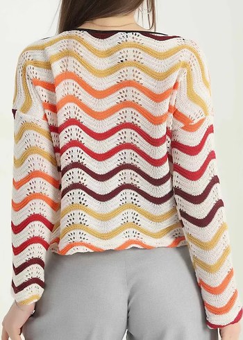 Kadın Çok Renkli Örgü Salaş Triko standart beden - Görsel 4