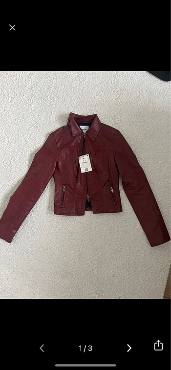 BERSHKA CHERRY DERİ CEKET