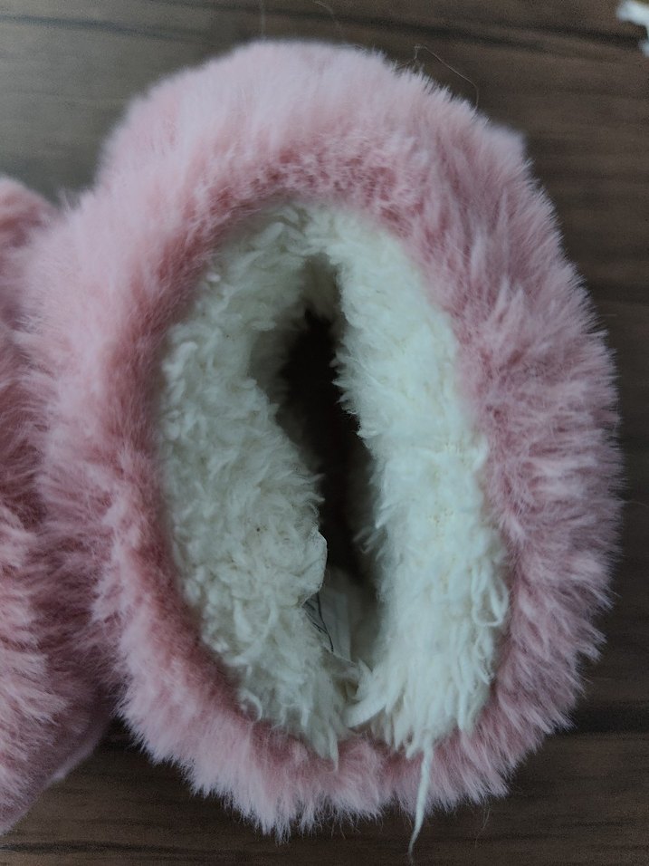 Kızlar için Pembe Sıcak Kürklü Ev Terliği - Görsel 2