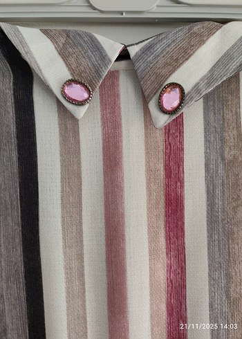 Çizgili Uzun Kadın Elbise - Görsel 3