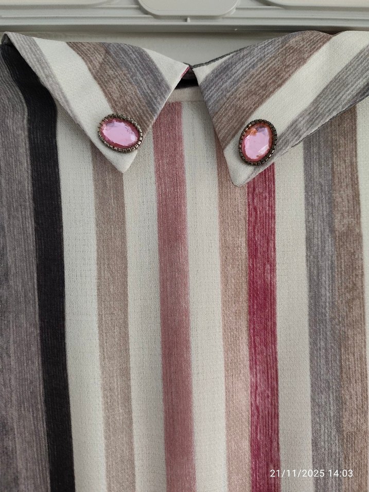 Çizgili Uzun Kadın Elbise - Görsel 3