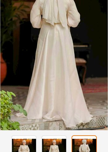 Uzun Kollu Bohem Beyaz Nişan Elbisesi - Görsel 2