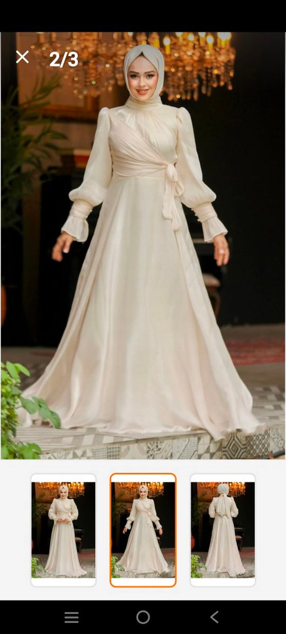 Uzun Kollu Bohem Beyaz Nişan Elbisesi - Görsel 3