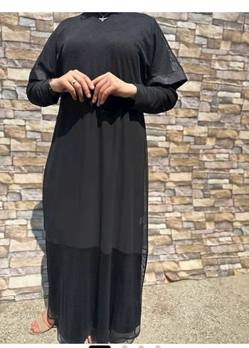 Sade Siyah Uzun Kollu Kadın Elbise - Görsel 5