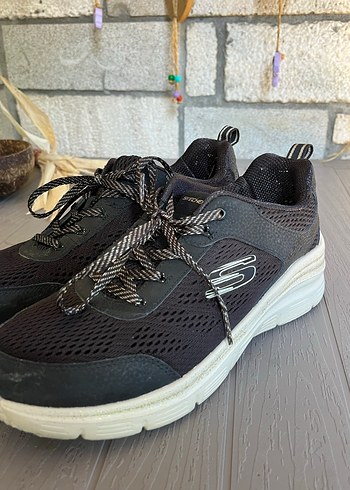 39 Beden Skechers Siyah Gri Spor Kadın Sneaker