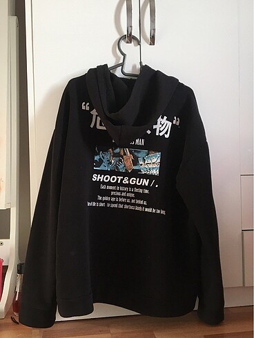 Siyah Kapüşonlu Oversize Sweatshirt