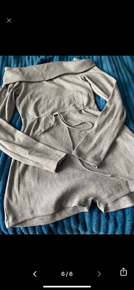 Gri Kısa Triko Tulum - Görsel 5