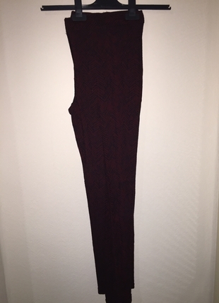 Bordo-Siyah Desenli Skinny Pantolon