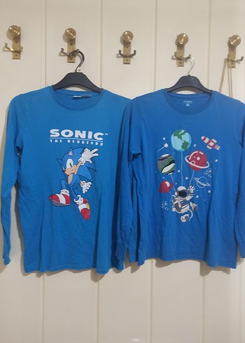 Mavi Sonic Baskılı Erkek Uzun Kollu Tişört iki adet fiyatidir