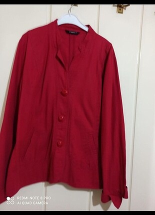 Keten kırmızı normal ceket 