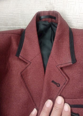 Bordo Düğmeli Erkek Çocuk ceket - Görsel 3