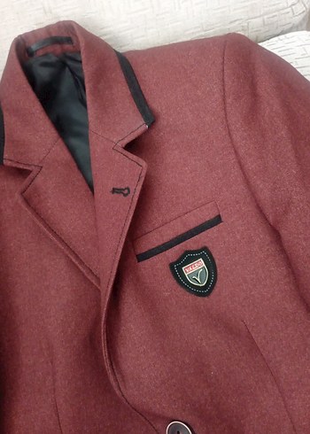 Bordo Düğmeli Erkek Çocuk ceket - Görsel 2