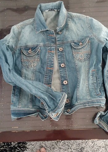 Düğmeli Mavi Kadın Denim Ceket