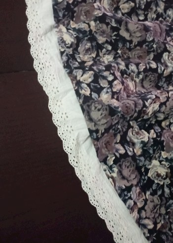 Mor Çiçekli Volanlı Midi Hamile Eteği - Görsel 3