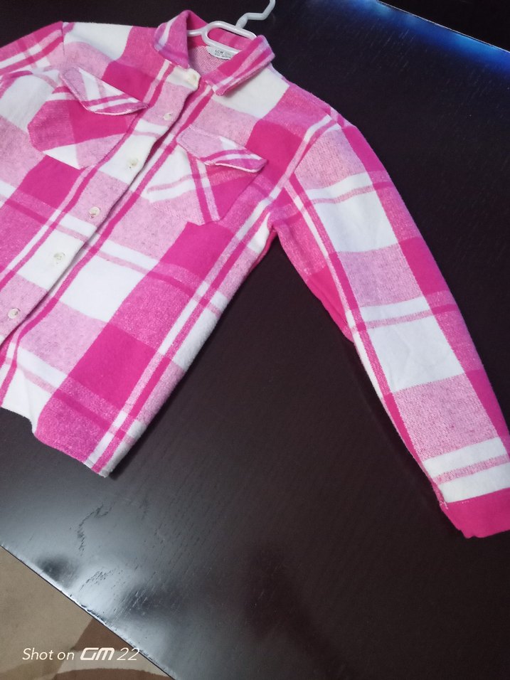 Pembe Ekose Düğmeli kız çocuk 13-14yas Gömlek - Görsel 3