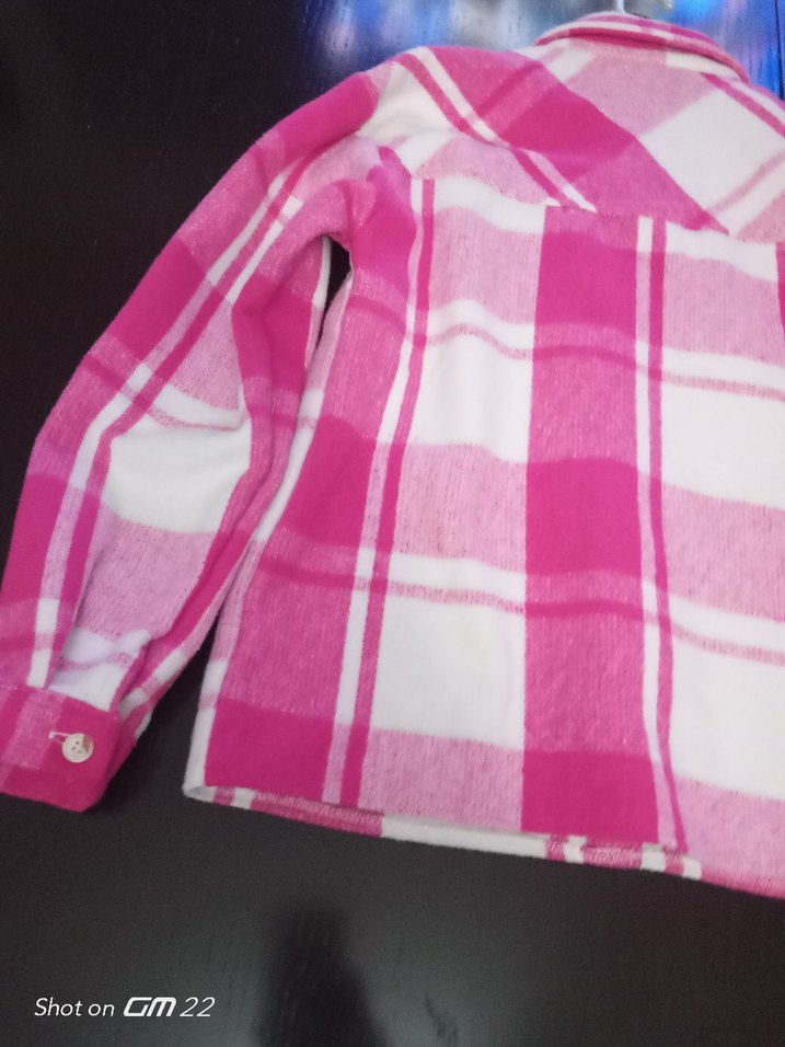 Pembe Ekose Düğmeli kız çocuk 13-14yas Gömlek - Görsel 4