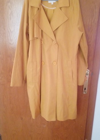 Sarı Kadın Uzun Trench Coat