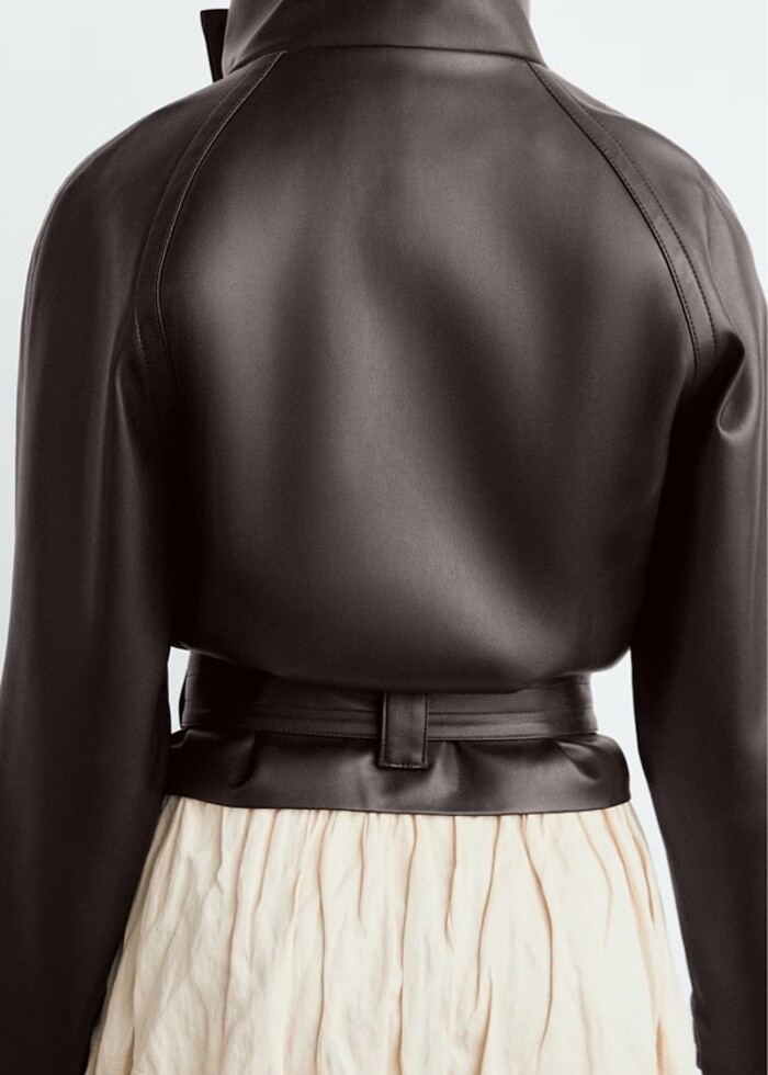 mango dik yaka deri ceket - Görsel 3