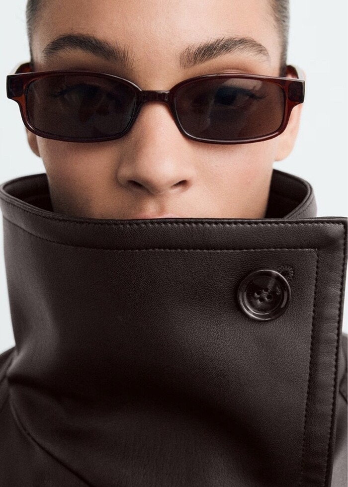 mango dik yaka deri ceket - Görsel 2