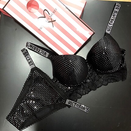 Yeni sezon siyah parlak alt üst takım victorias secret