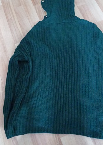 Koyu Yeşil Örgü Boğazlı Kadın Kazak - Görsel 4