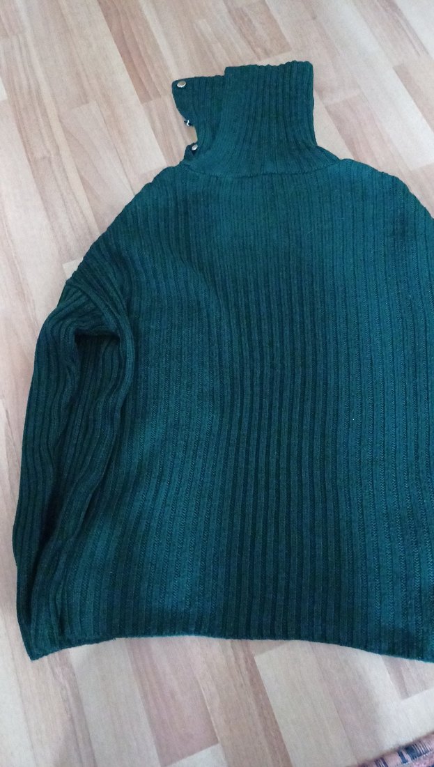 Koyu Yeşil Örgü Boğazlı Kadın Kazak - Görsel 4