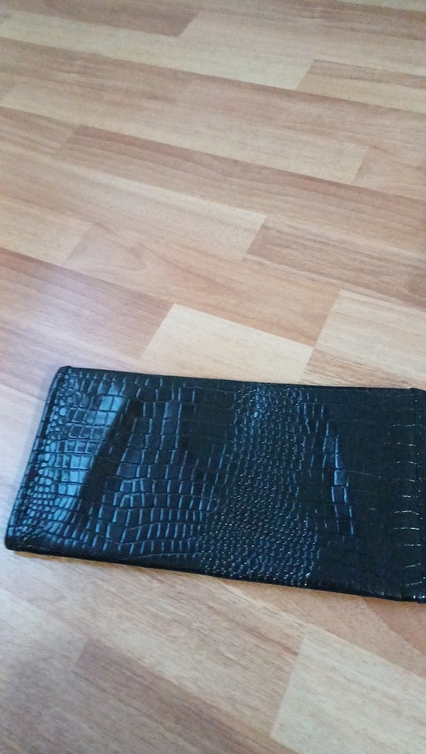 Siyah Yılan Desenli Kadın Zarf Çanta - Görsel 2