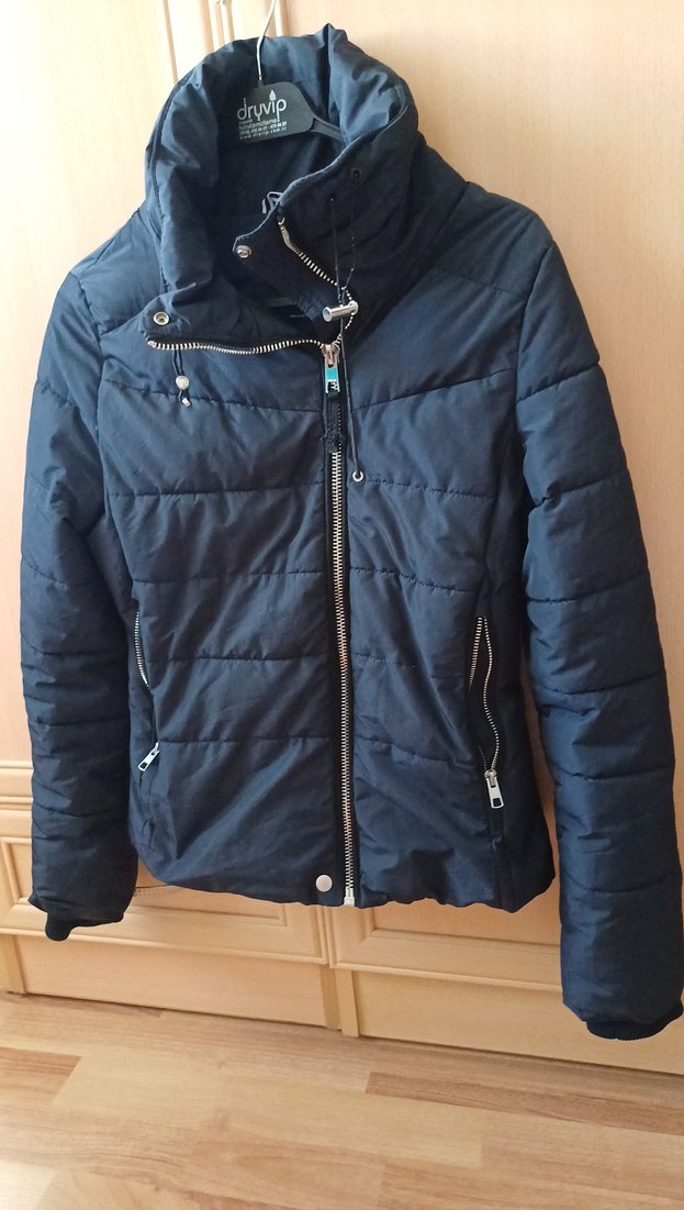 Kadın Siyah Fermuarlı Kısa Mont - Görsel 5